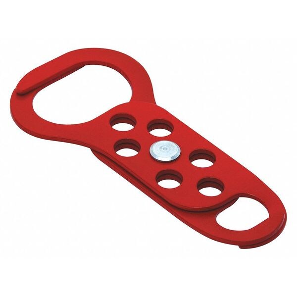 Zoro Select Lockout Hasp, Red, 5-23/64 in. L, Steel - 45MZ81
