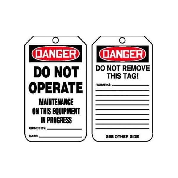 Accuform Danger, RP-Plastic, 3-1/4 in Width, 3/8 in Height, , 25 PK - MDT208CTP
