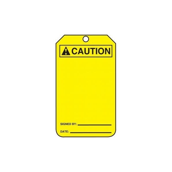 Accuform Safety Tags, ANSI CAUTION BLANK SIGNATURE DATE, 5.75in x 3.25in, Self-Laminating RP-Plastic, 5PK - MCGT201LPM