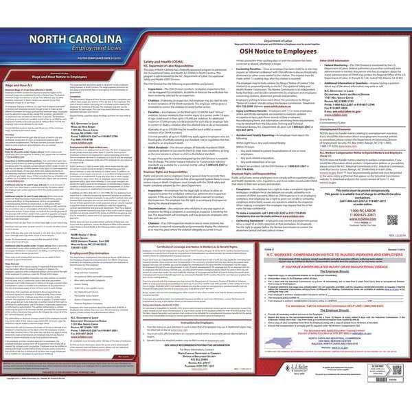 Jj Keller Labor Law Poster, State Labor Law, NC - 100-NC