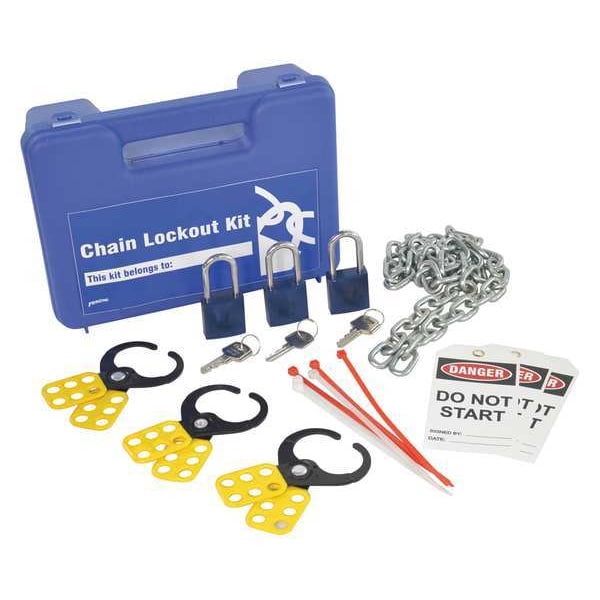 Brady Portable Lockout Kit, Filled, Valve, 14 - LK041R-BLUE