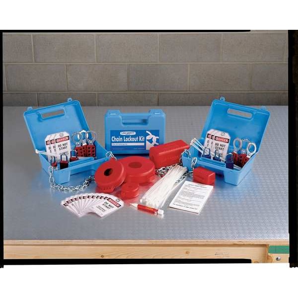 Brady Portable Lockout Kit, Filled, Valve, 14 - LK041R-BLUE