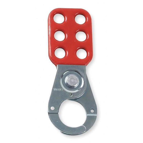 Brady Steel Lockout Hasp, Vinyl-Coated Handle, Standard, 1 in Inside Jaw Dia, Red, 6 Padlocks, 12 Per Pack - 65375