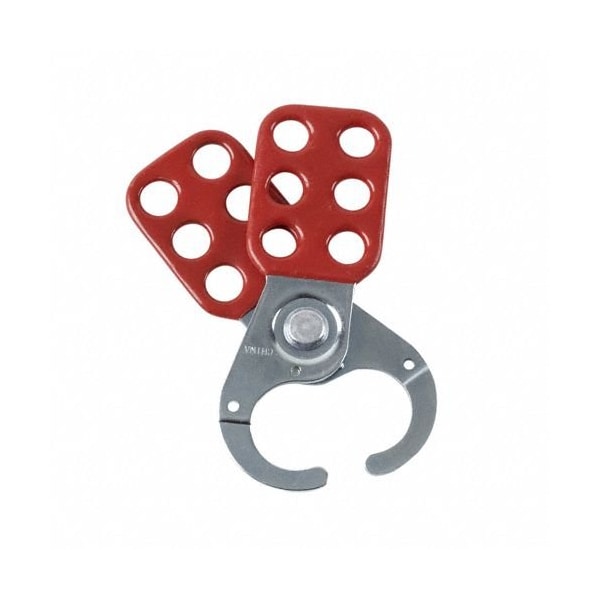 Brady Steel Lockout Hasp, Vinyl-Coated Handle, Standard, 1 in Inside Jaw Dia, Red, 6 Padlocks, 12 Per Pack - 65375