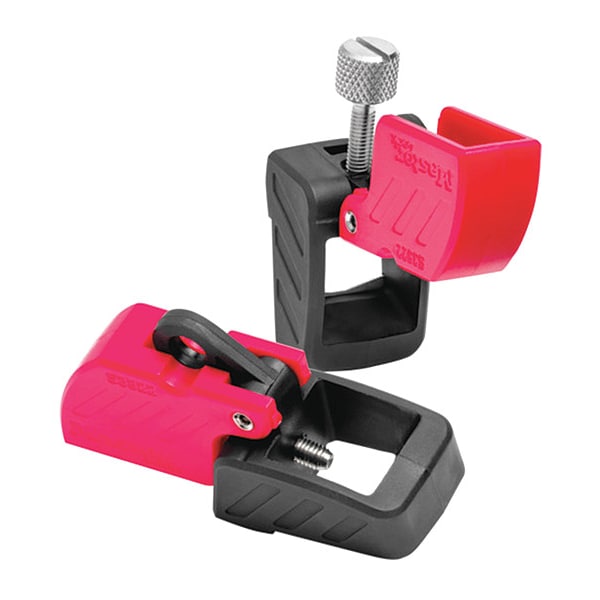 Master Lock Circuit Breaker Lockout, Clamp-On w/Screw, Color: Black, Red - S3822