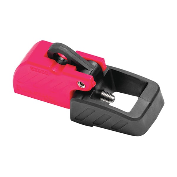 Master Lock Circuit Breaker Lockout, Clamp-On w/Screw, Color: Black, Red - S3822