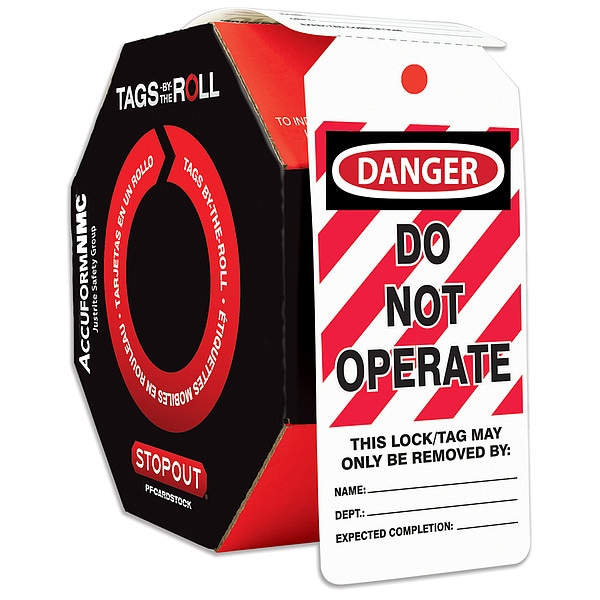 Accuform Danger Tag By The Roll, Danger, Cardstock, 3 in Width, 6 1/4 in Height, Write On Surface: Yes - TAR470