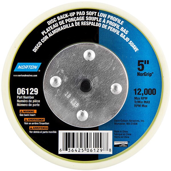Norton Abrasives Sanding Disc, Color Yellow, 12,000 RPM - 63642506129