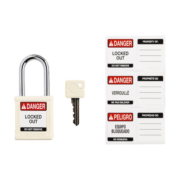 Brady Velocity Lockout Padlocks Nylon 1.5in Shackle Clearance KA White 6PK - SDPL-WHT-38ST-KA6