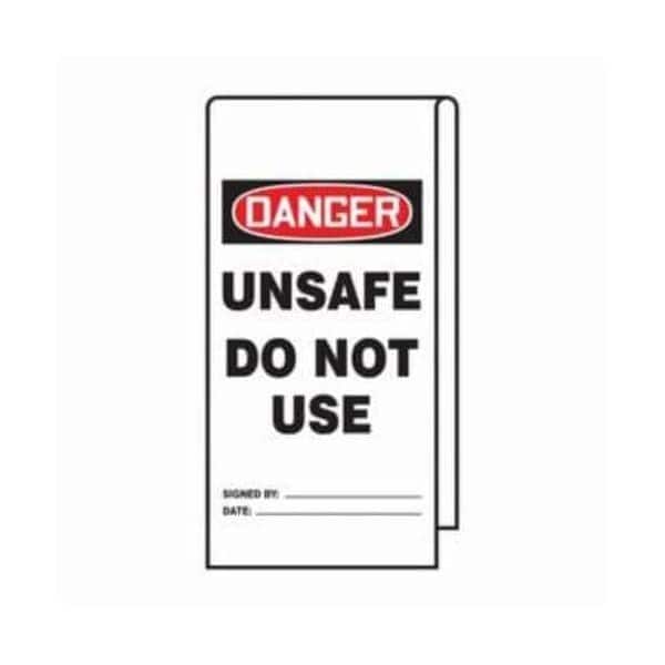Accuform Wrap 'n Stick Tags, DANGER UNSAFE DO NOT USE, 12inx3.125in, Adhesive Poly, 25PK - TAT110