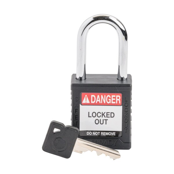 Brady Velocity Lockout Padlocks Nylon 1.5in Shackle Clearance KD Black - SDPL-BLK-38ST-KD