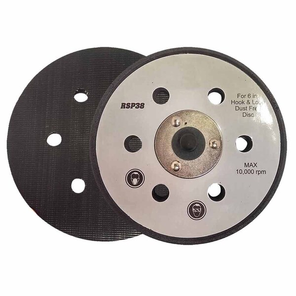 Superior Pads And Abrasives 6 Inch Dia 6 Dust Holes with 5/16 Inch-24 Threaded Shaft Hook & Loop Replaces Porter Cable 18002 - RSP38