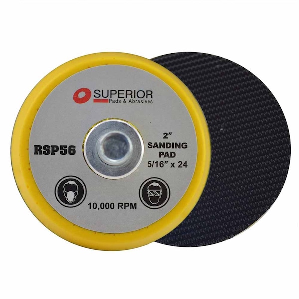 Superior Pads And Abrasives 2 Inch Hook & Loop Sanding Pad with 5/16 Inch-24 Threads - RSP56