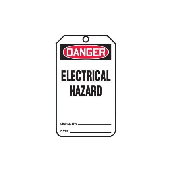 Accuform Safety Tags, DANGER ELECTRICAL HAZARD, 5.75in x 3.25in, RP-Plastic, 25PK - MDT151PTP