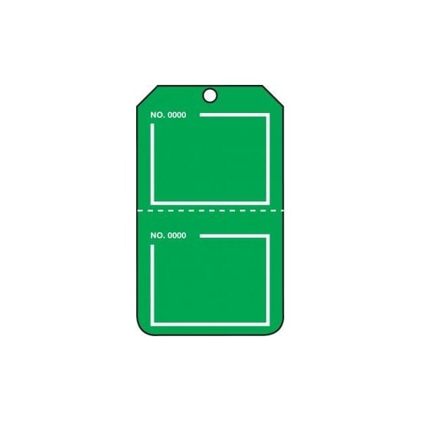 Accuform Safety Tags, Blank, Numbered, Perforated, Green, 5.75in x 3.25in, RP-Plastic, 5PK - TPP227PTM
