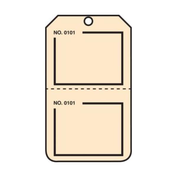 Accuform Safety Tags, Blank, Numbered, Perforated, Beige, 5.75in x 3.25in, RP-Plastic, 5PK - TPP222PTM