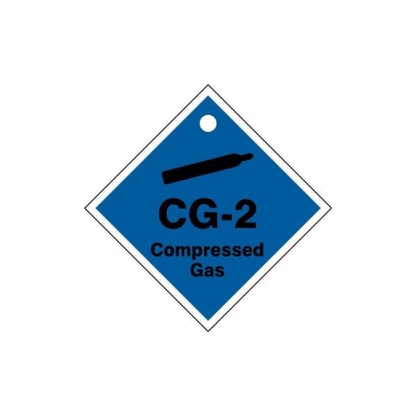 Accuform Energy Source ID Tag, CG-2 COMPRESSED GAS, 2.5in x 2.5in, Adhesive Dura-Poly, 5PK - TDJ602XVM