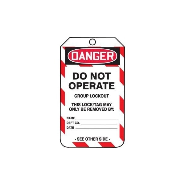 Accuform Safety Tags, DANGER DO NOT OPERATE GROUP LOCKOUT, 5.75in x 3.25in, HS-Laminate, 25PK - MDT251LTP