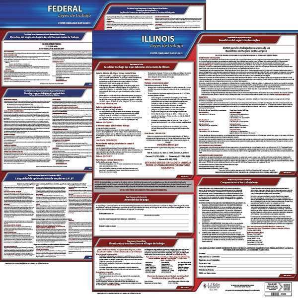 Jj Keller Labor Law Poster, Fed/STA, IL, SP, 20inH, 3yr - 200-IL-3