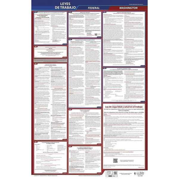 Jj Keller Labor Law Poster, Fed/STA, WA, SP, 40Wx26inH - 400-WA