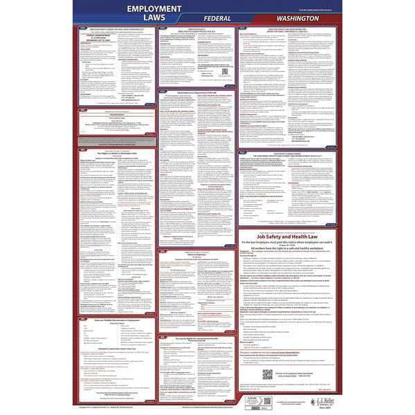 Jj Keller LaborLaw Poster, Fed/STA, WA, ENG, 40Wx26inH - 300-WA