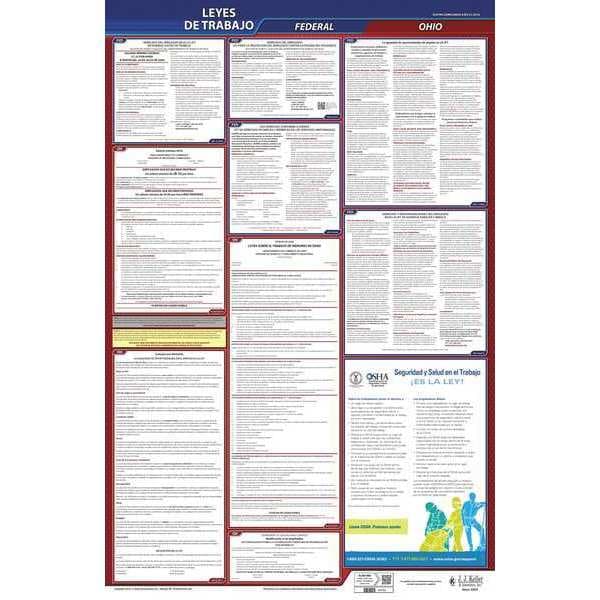 Jj Keller Labor Law Poster, Fed/STA, OH, SP, 26inH, 3yr - 400-OH-3