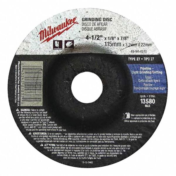 Milwaukee Tool 5" x 1/4" x 7/8" Grinding Wheel (Type 27) - 49-94-5020