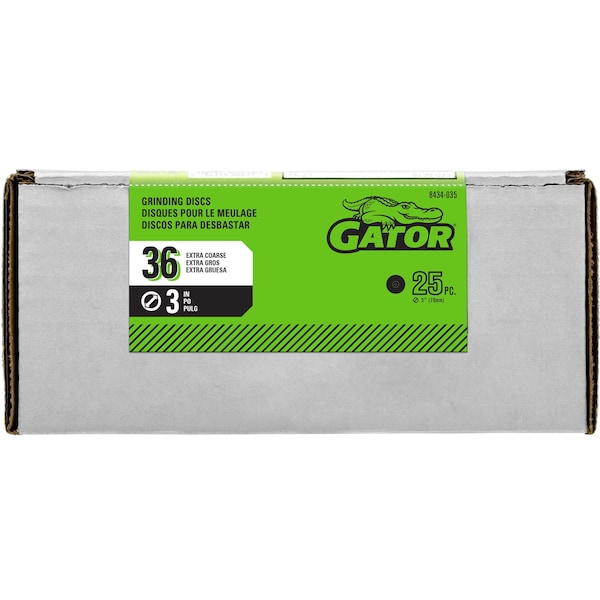 Gator Finishing Mini Grinding Disc, 3 In., 36 Grit, PK25 - 8434035