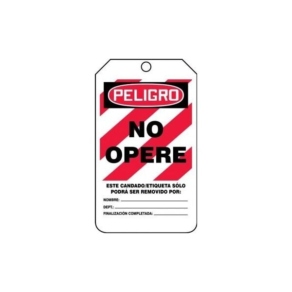 Accuform Spanish Safety Tags, DANGER DO NOT OPERATE, 5.75in x 3.25in, RP-Plastic, 5PK - SHMLT400PTM
