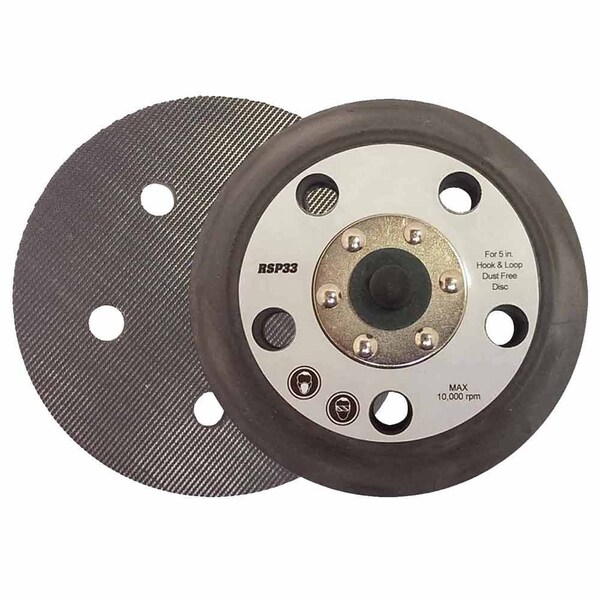 Superior Pads And Abrasives 5" Dia - 5/16"-24 UNF Threaded Shaft Hook & Loop Sander Pad with 5 Vacuum Holes - RSP33