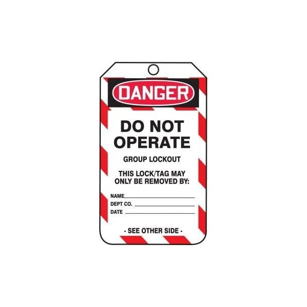 Accuform Safety Tags, DANGER DO NOT OPERATE GROUP LOCKOUT, 8.5inx 3.875in, RP-Plastic, 25PK - MDT264PTP