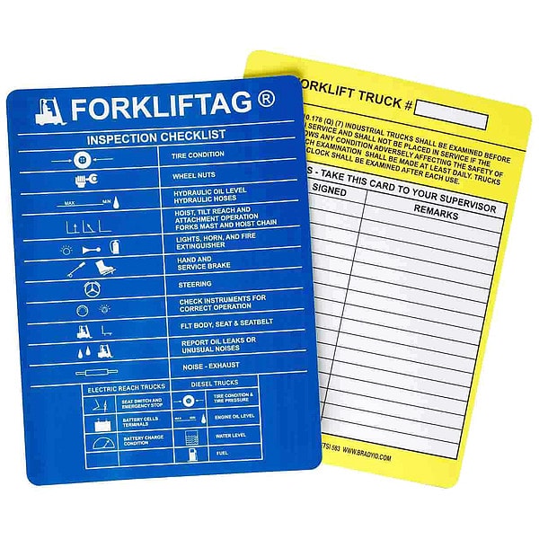Brady Tag, Forkliftag, Polyester, 5 3/4 in Width, 7 5/8 in Height, Write On Surface: Yes , 100 PK - FLT-ETSI 583