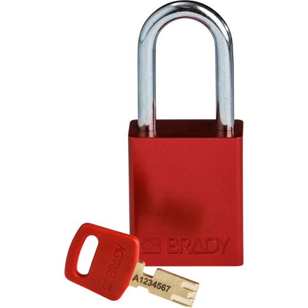 Brady Safekey Lockout Padlock Aluminum Red 1.5" Steel - ALU-RED-38ST-KD