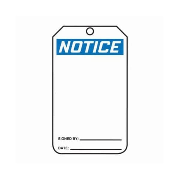 Accuform Safety Tags, NOTICE Blank, 5.75in x 3.25in, PF-Cardstock, 25PK - MNT101CTP