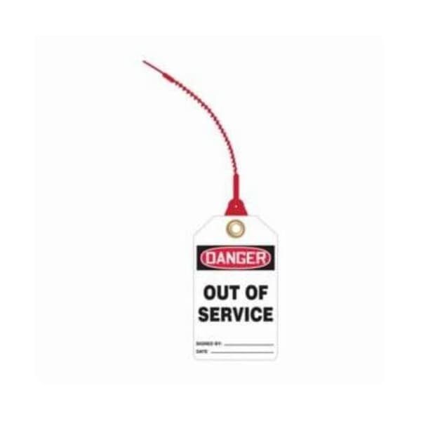 Accuform Loop 'N Lock Tags, DANGER OUT OF SERVICE, 5.875inx 3.375in, Plastic, 10PK - TAK611