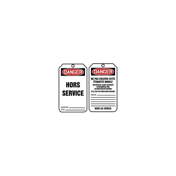 Accuform Danger, RP-Plastic, 3-7/8 in Width, 3/8 in Height, , 25 PK - TCF022CTP