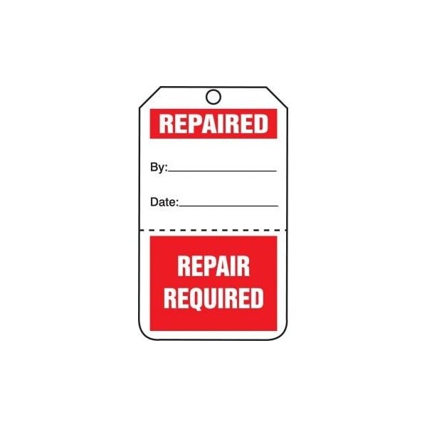 Accuform Safety Tags, REPAIRED/REPAIR REQUIRED, Perforated, 5.75in x 3.25in, RP-Plastic, 5PK - TPP104PTM