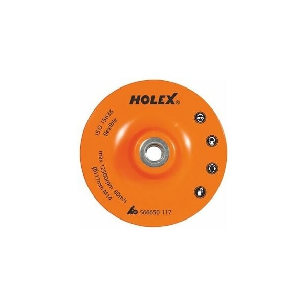 Holex Fiber Disc Backing Pad, Flexible/Smooth, for 125 mm Discs - 566650 117
