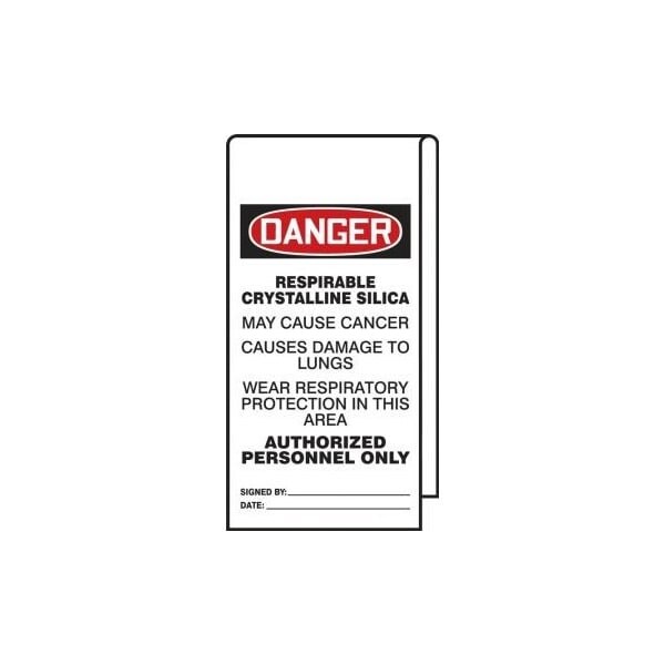 Accuform Wrap 'n Stick Tags, DANGER RESPIRABLE CRYSTALLINE SILICA, 12inx3.125in, Adhesive Poly, 25PK - TAT103