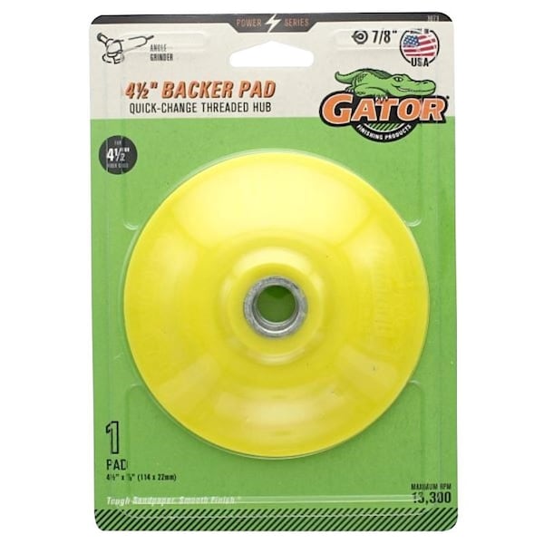 Gator Backing Pad, 4-1/2 in Dia, Zirconium Oxide - 3873