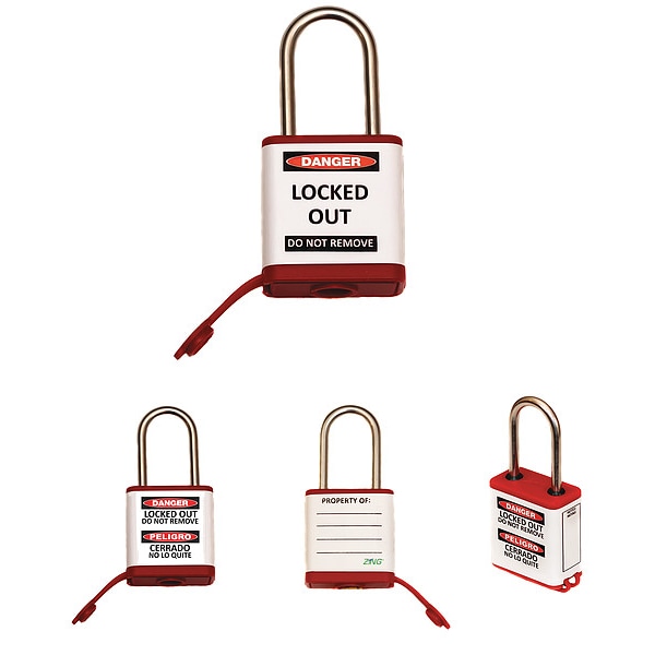 Zing Lockout Padlock, 1-1/2" Shackle Height - 800KA-RED