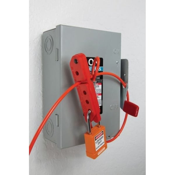 Accuform KDD621RD CABLE HASP, 3 PADLOCKS, VINYL COATED STEEL - KDD621RD