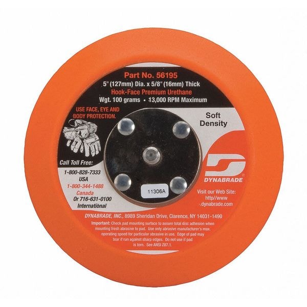 Dynabrade Non-Vacuum, Disc Pad, 5" dia.mter - 56195