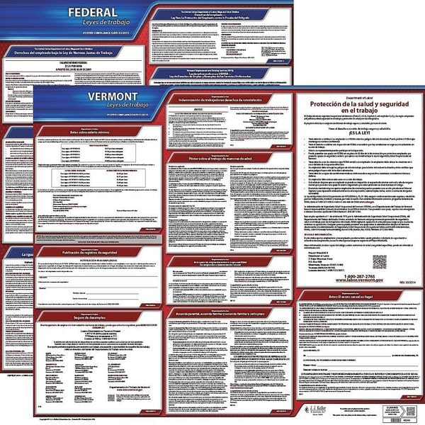 Jj Keller Labor Law Poster, Fed/STA, VT, SP, 20inH, 3yr - 200-VT-3