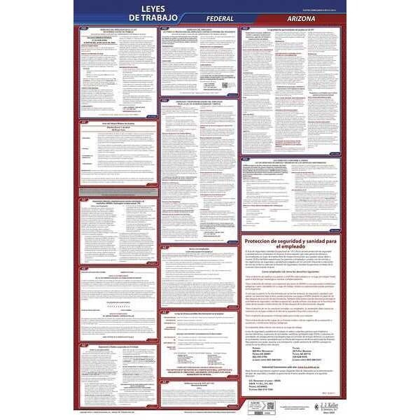 Jj Keller Labor Law Poster, Fed/STA, AZ, SP, 26inH, 1yr - 400-AZ-1