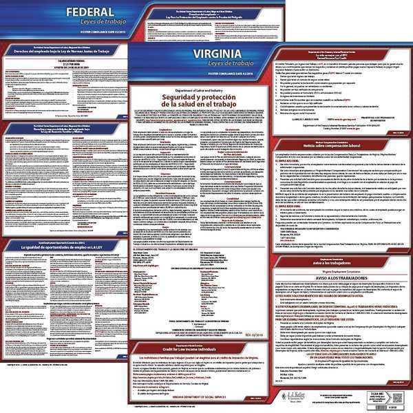 Jj Keller Labor Law Poster, Fed/STA, VA, SP, 20inH, 1yr - 200-VA-1
