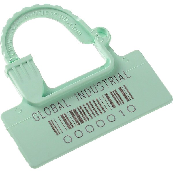 Global Industrial One Piece Padlock Seal, Pastel Green, 100PK - 670484GN
