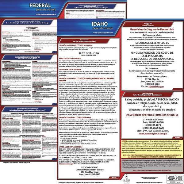Jj Keller Labor Law Poster Kit, ID, Spanish, 19 In. W - 200-ID-K