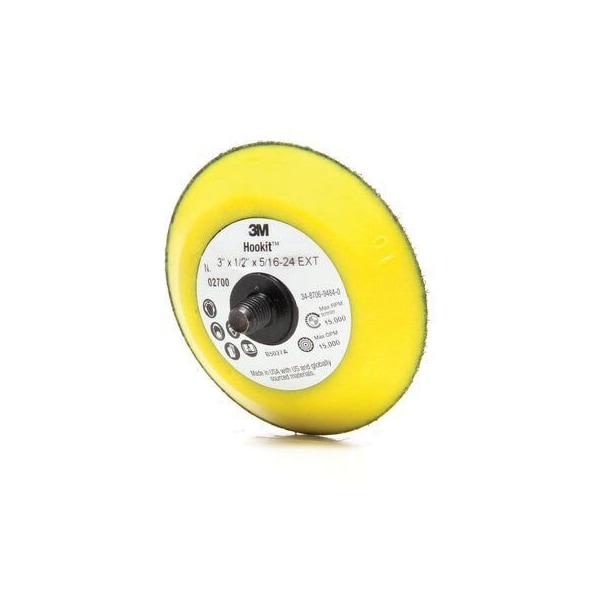 3M 3M Hookit Disc Pad 02700, 3 in x 1/2 in 5/16-24 External - 7100001985
