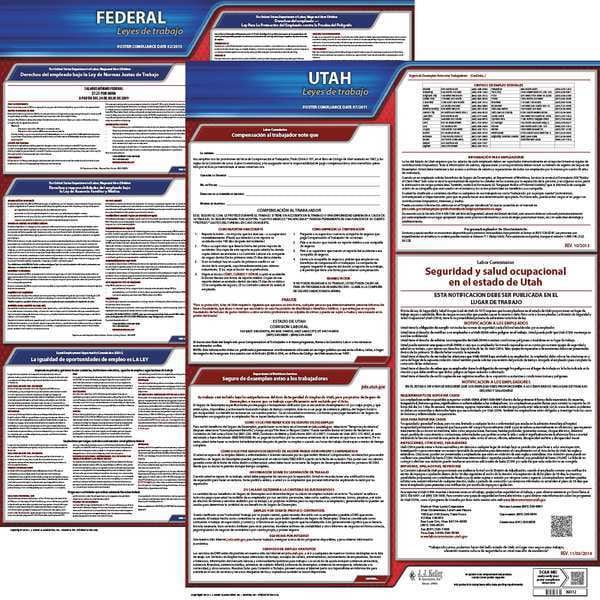 Jj Keller Labor Law Poster Kit, UT, Spanish, 19 In. W - 200-UT-K